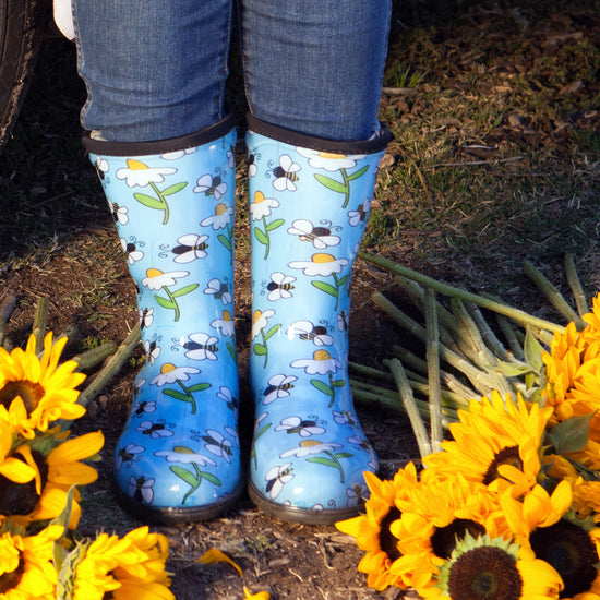Sloggers Women's Mid-Calf 10" Boot in Bee Blue