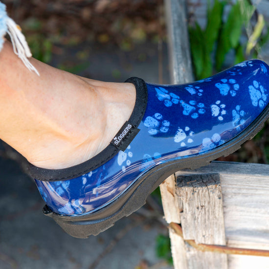 Sloggers Women's Original Garden Shoe in Grungy Paw Blue