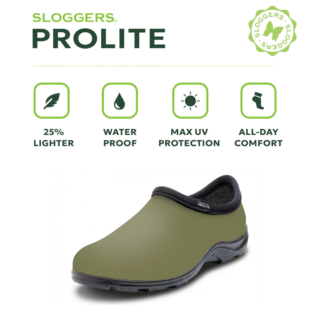 Sloggers Women's ProLite Slip-Ons in Olive Green