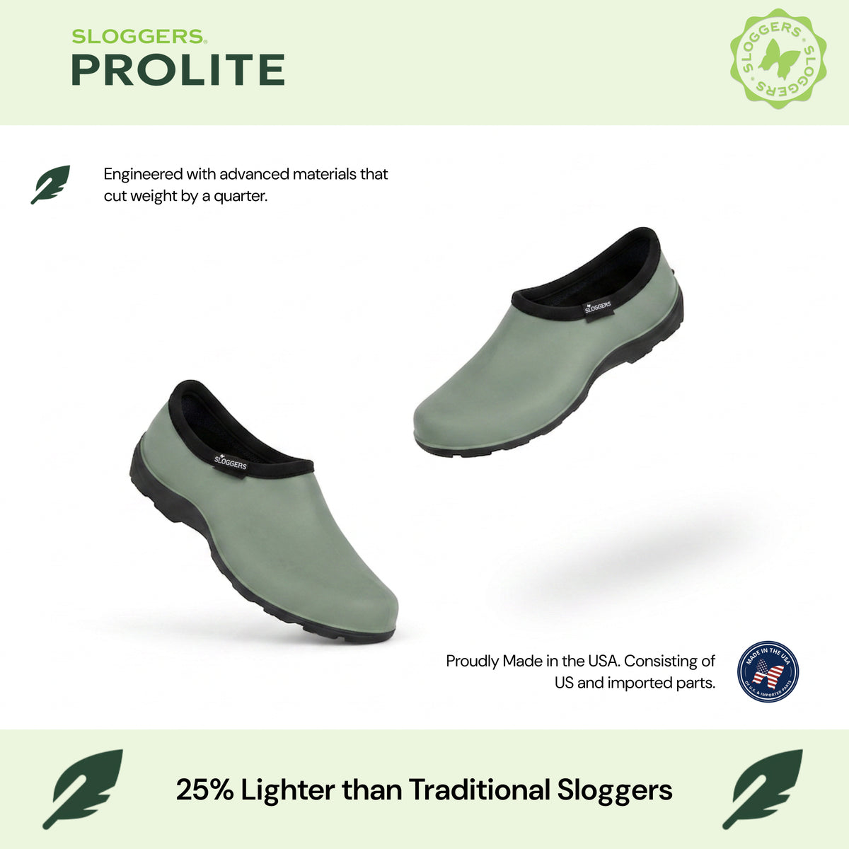 Sloggers Men's ProLite Slip-Ons in Sage