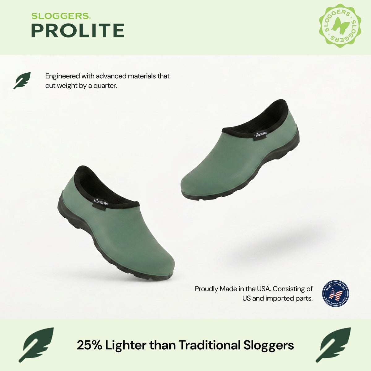 Sloggers Men's ProLite Slip-Ons in Rainforest Green