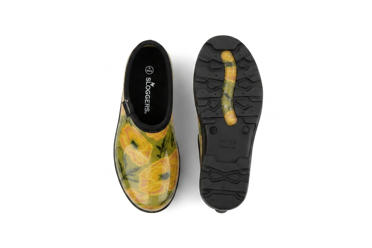 Sloggers Women's Original Garden Shoe in Bold Poppies Light Green