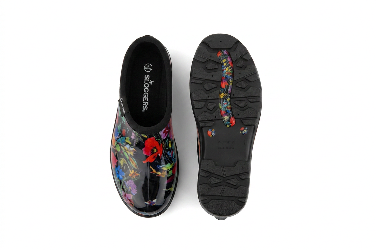 Sloggers Women's Original Garden Shoe in In Fields Black