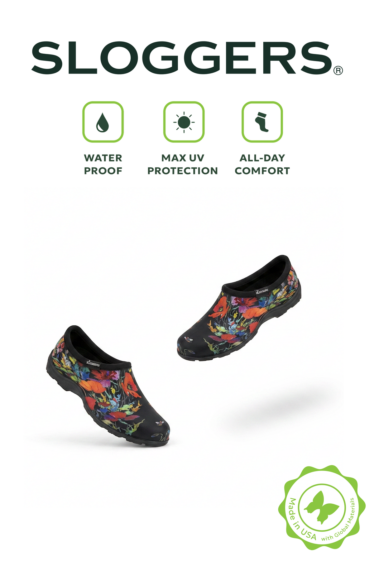 Sloggers Women's Original Garden Shoe in In Fields Black