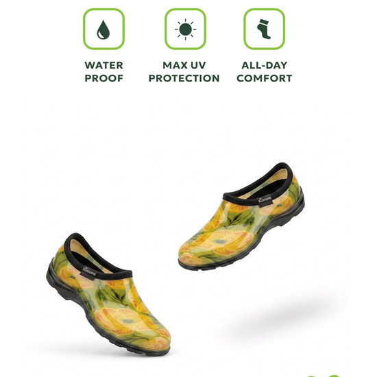 Sloggers Women's Original Garden Shoe in Bold Poppies Light Green