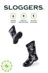 Sloggers Women's Mid-Calf 10" Boot in Black-White Polka Dot